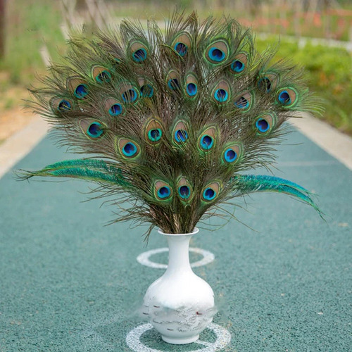 40 plumas de pavo real para manualidades, carnaval, fantasía, color verde