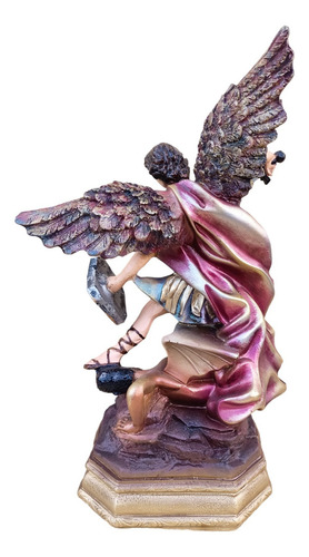 Escultura San Miguel Arcángel Figura 38cm Ojitos De Cristal Color Dorado