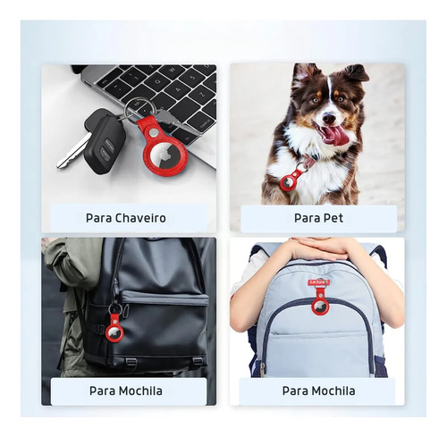 Capa De Couro Genuíno Para Air Tag - Chaveiro Verde