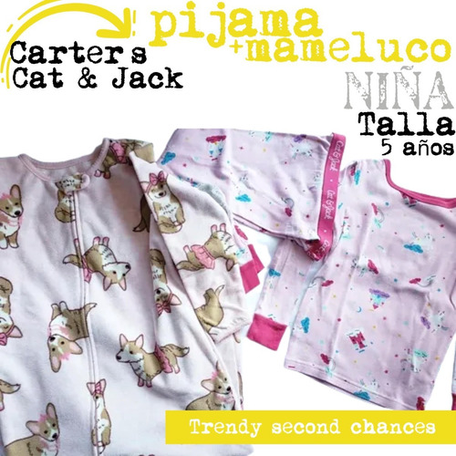 2 Pijama Mameluco Niña Rosa Carter Cat&jack La Segunda Bazar (Usado)