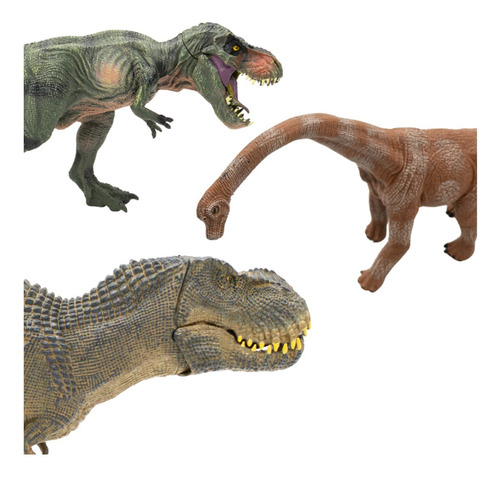 Kit De Increibles T Rex Gris, Braqueosaurio Y T Rex Verde