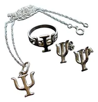 Comprar Cadena + Dije + Anillo + Aretes De Psique Psicologia Plata