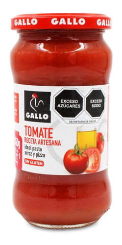 Salsa Tomate Artesana Gourmet Pasta Pizza Gallo Frasco 350gr