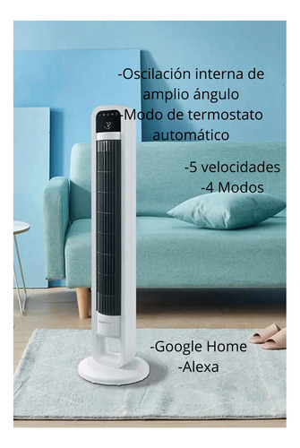 Ventilador De Torre Omnibreeze Wifi Con Control Msi 26 Cm 60 Blanco Negro Plástico 1