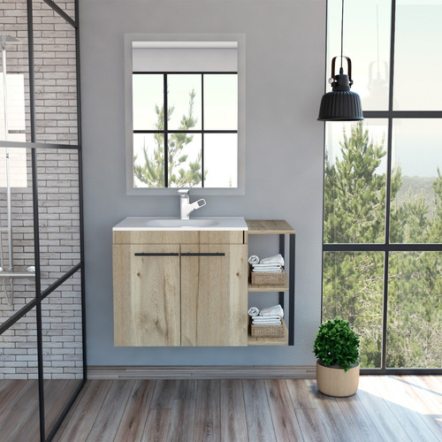 Mueble De Lavamanos Khari 80 Flotante + Espejo - Duna