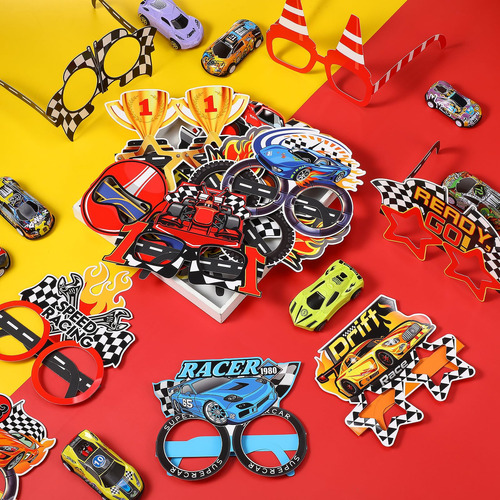 Gafas De Papel Party Favors Herdear Race Car Racing, 32 Unid