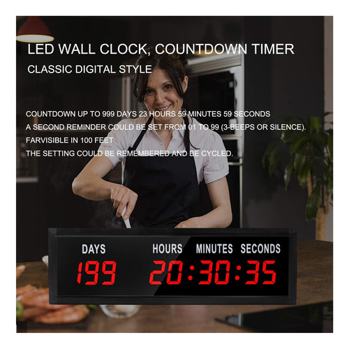 Reloj De Cuenta Regresiva Led De Jhering Con Control Remoto,