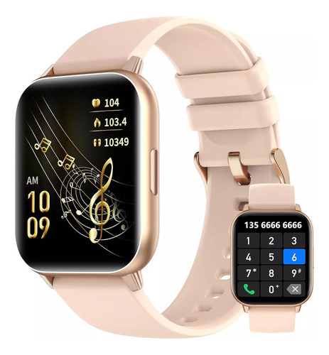 Reloj Inteligente Smartwatch Android Llamada Messanger Mujer Caja Dorado Correa Rosa pálido Bisel Dorado Diseño de la correa Mesh