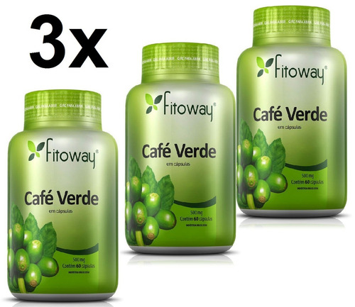 3x Café Verde 500mg -60 Cáps -fitoway -emagrecedor