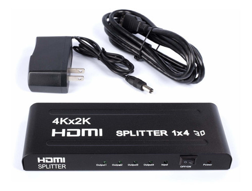 Kit Divisor Hdmi Hd 1x4 Hub 4 Puerto 1 Estuche Divisora