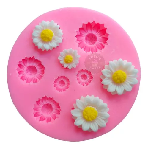 Molde Silicona Flores Margaritas X9 Fondant Porcelana