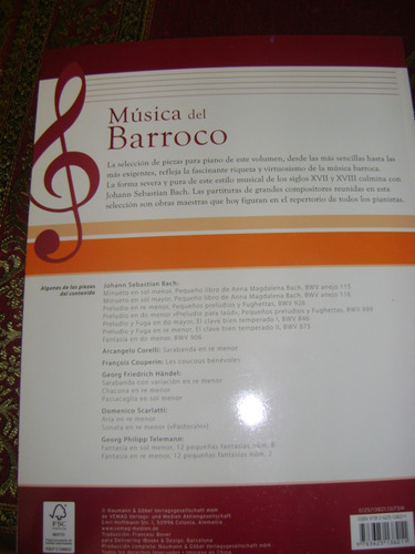 Libro Partituras Piano La Gran Coleccion Musica De Barroco 1 (Usado)