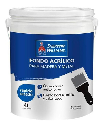 Pinturas Sherwin Williams Fondo Acrílico Madera Y Metal 4 L