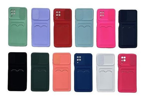Funda de silicona compatible con Samsung A12 6.5 para tarjetero blanco