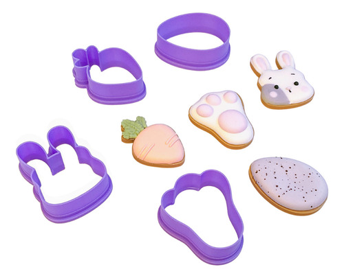 Cortadores De Galletas Mini Pascua Conejo Zanahoria 5cm Color Morado