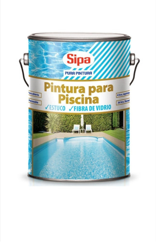 Pintura Para Piscina Estuco - Fibra De Vidrio Sipa 4gl Azul 