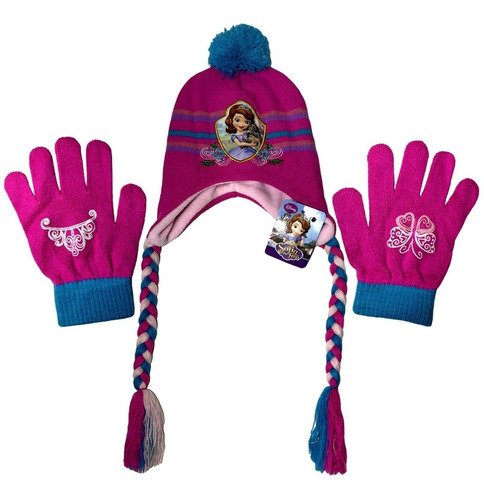 Kit Inverno Infantil Princesa Sofia Disney : Touca + Luvas