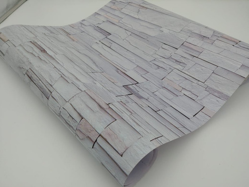 Imagen 8 de 8 de Papel Tapiz De Piedra Laja Gris Ladrillo Autoadherible Pared