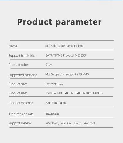 Enclosure M.2 Nvme Sata 10gb/s Usb-c A Usb-a Usb3.1 Case