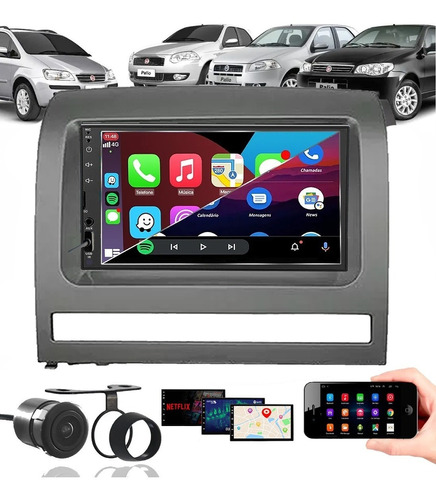 Dvd Automotivo Palio Elx Mp5 2 Din Espelhamento + Moldura