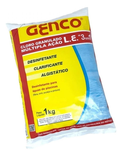 Cloro Granulado 1kg 3 Em 1 Com Clarificante E Algistático