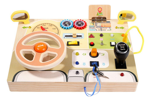 Placa Montessori Ocupada Com Brinquedo Sensorial De Volante