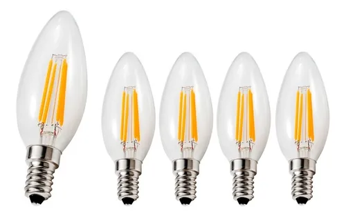 Pack 5 Ampolletas Led Vela E14 4w Filamento Vintage Sumatel