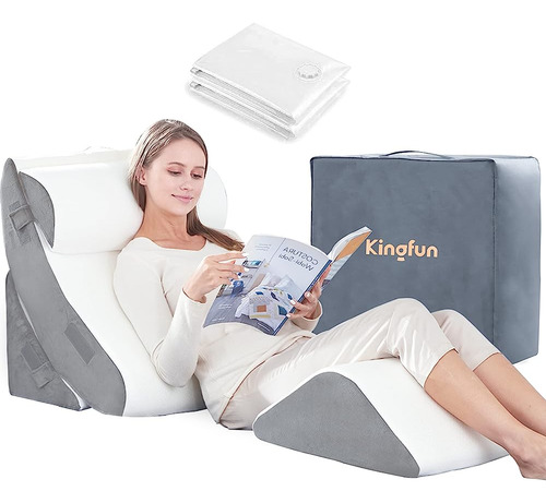 Kingfun - Juego De Almohadas De Cuña Para Cama Ortopédica De