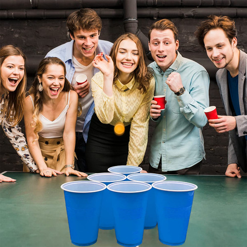 Juego De Beber Beer Pong Con 12 Vasos 500 Ml Y Pelotas