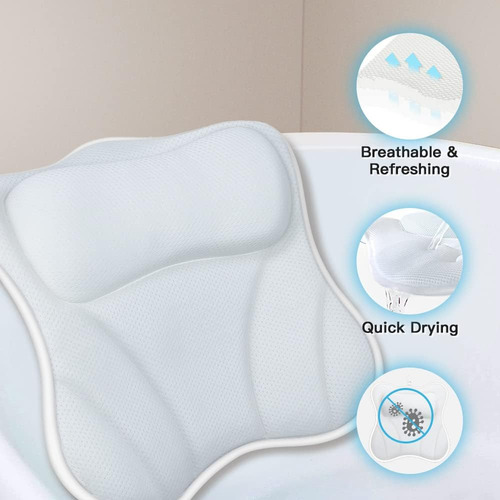 W Almohada Para Bañera Soporte Cuello Espalda Reposacabeza