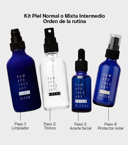Kit Skincare Hidratante Facial Piel Mixta Raw Apothecary 4pz