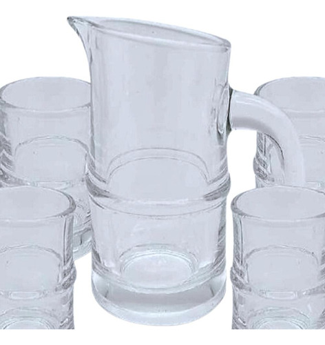 Kit Mini Jarra De Vidro 110ml C/ 4 Copos Shot Licor
