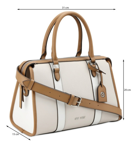 Bolsa De Mano Para Mujer Nine West Multicolor Nym546006 Acabado de los herrajes Níquel Correa de hombro Camel Diseño de la tela Liso