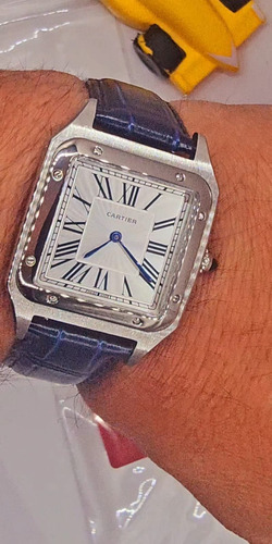 Reloj Compatible Con Santos Dumont Cartieri Caballero 32mm Azul Plateado Blanco (Usado)
