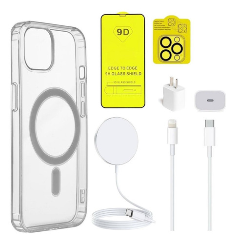 Kit Funda Magnética + Cargadores Inalámbrico + Protectores Iphone 12 Pro