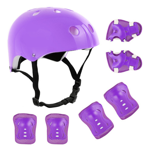 Kit De Protección De Patín Niños Con Casco Rodillera Codera