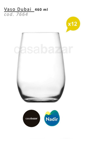 Imagen 2 de 6 de Vaso Copa Vidrio Coctail Dubai Importado Nadir 460 Ml X12 U