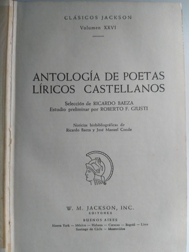 Antología De Poetas Líricos Castellanos - Tomo 26, Jackson 