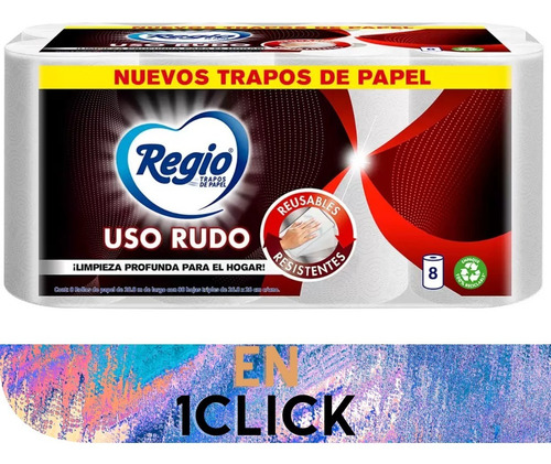 Regio Uso Rudo Toalla De Papel 8 Rollos Con 60 Hojas Triples