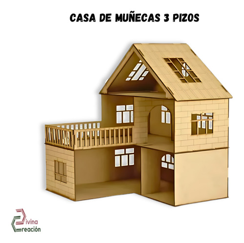 Casa De Muñecas Divina Creación 2 Mdf 3 Pisos