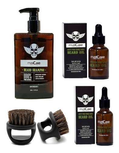 Kit Shampoo Barba, 2 Aceites Barba Y Cepillo Barberia