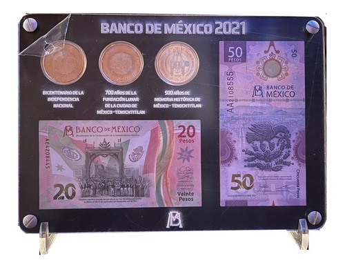 Pedestales De Acrilico Para Nuevos Billetes De 20 Y 50 Pesos