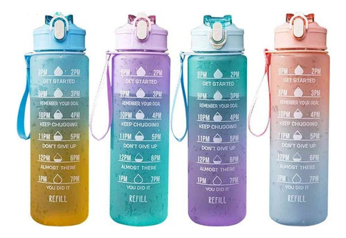 2 Botes Vasos Para Agua Motivacionales Deportivos 900ml