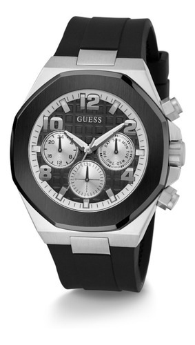 Pulseira masculina original da Guess, cor preta/prata