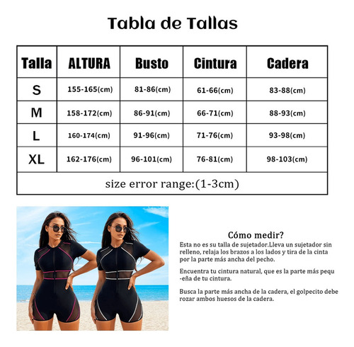Kl Traje De Baño Una Pieza Manga Corta Negro Bikini Con