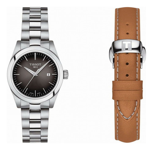 Reloj Mujer Tissot Ed My Lady Doble Malla 20% Off + ! Malla Plateado Bisel Plateado Fondo Gris Oscuro