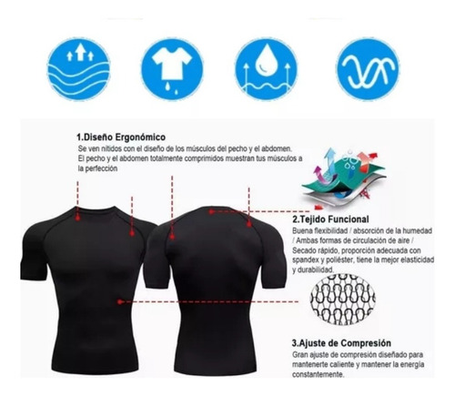 Playera Licra Deportiva Compresión Correr Manga Corta Gym