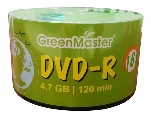 Disco virgen DVD-R GreenMaster imprimible de 16x por 50 unidades