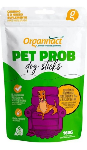 Petisco Cães Pet Prob Dog Sticks 160g Organnact