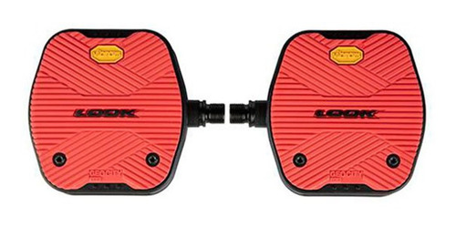 Pedales Bicicleta Montaña Plataforma Trail Grip Rojo Look